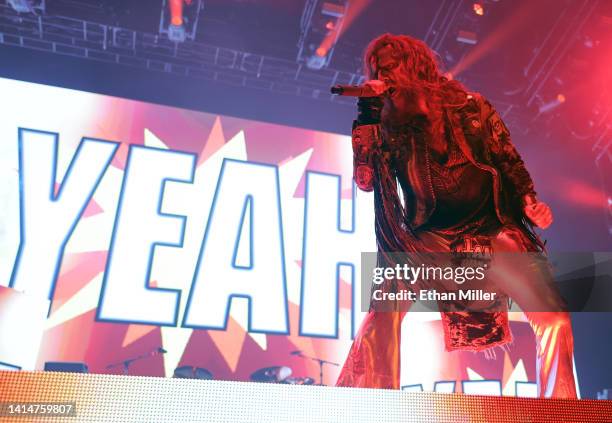 Singer Rob Zombie performs on a stop of the Freaks on Parade tour at Michelob ULTRA Arena on August 13, 2022 in Las Vegas, Nevada.