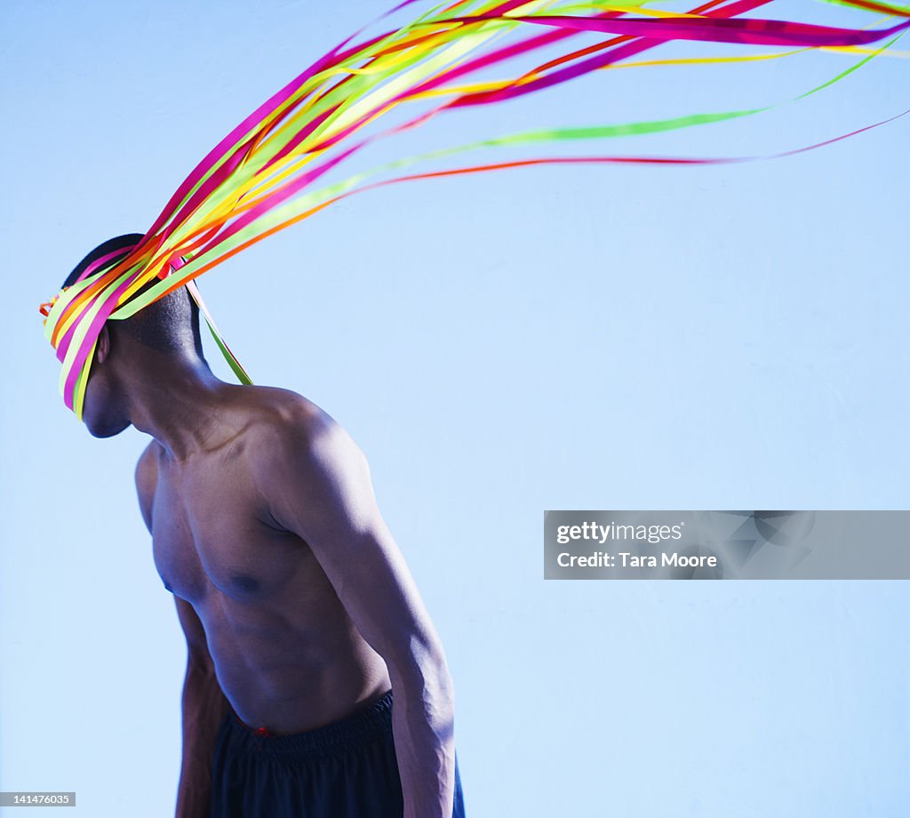 Man With Ribbon Man With Colored Ribbons Attached To Head High-Res Stock Photo - Getty ...