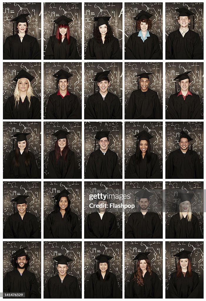 Group of people wearing graduation cap and gown