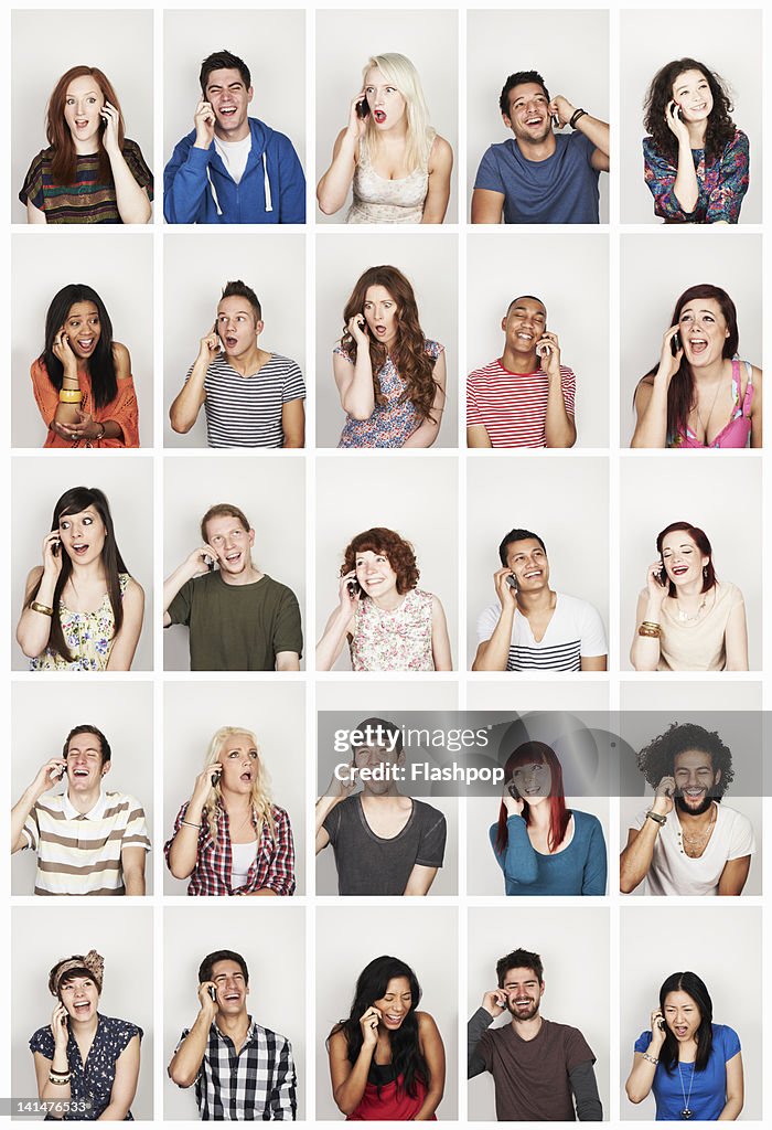 Group of people talking on the phone