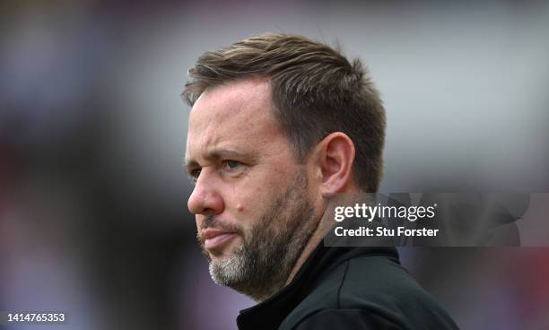 Manager Michael Beale looks on during the Sky Bet Championship between Sunderland and Queens Park Rangers at Stadium of Light on August 13, 2022 in...