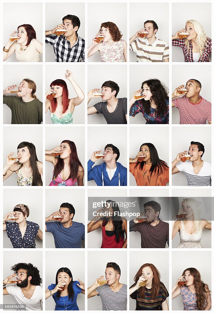 Group portrait of people drinking