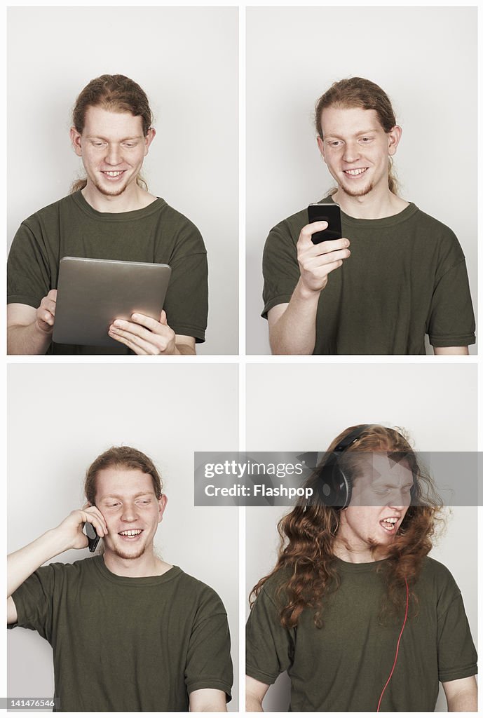 Portrait of man using technology