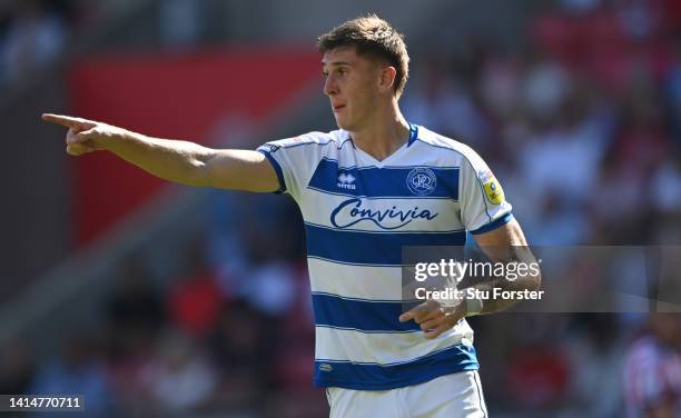 Player Jimmy Dunne reacts during the Sky Bet Championship between Sunderland and Queens Park Rangers at Stadium of Light on August 13, 2022 in...