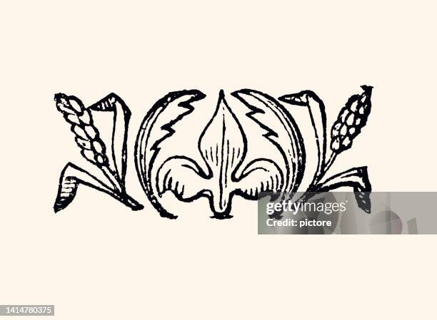 ornamental pattern of 19th century: (xxxl with lots of details) - engraved image stock illustrations