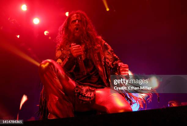Singer Rob Zombie performs on a stop of the Freaks on Parade tour at Michelob ULTRA Arena on August 13, 2022 in Las Vegas, Nevada.