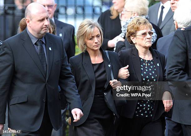 Kath Rathband , the widow of Pc David Rathband, attends his funeral at Stafford Crematorium on March 17, 2012 in Stafford, England. PC Rathband who...