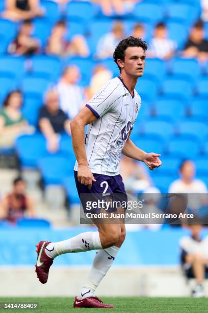 Rasmus Nicolaisen of Toulouse Football Club in action during the Friendly Match between Real Sociedad and Toulouse Football Club at Reale Arena on...