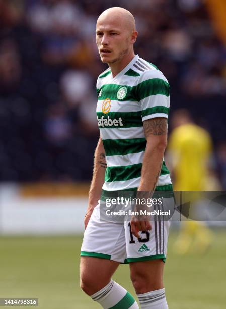 Aaron Mooy of Celtic is seen during the Cinch Scottish Premiership match between Kilmarnock FC and Celtic FC at on August 14, 2022 in Kilmarnock,...