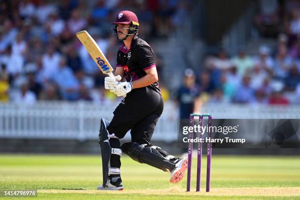 Ben Green of Somerset plays a shot during the Royal London One Day Cup match between Somerset and Middlesex at The Cooper Associates County Ground on...