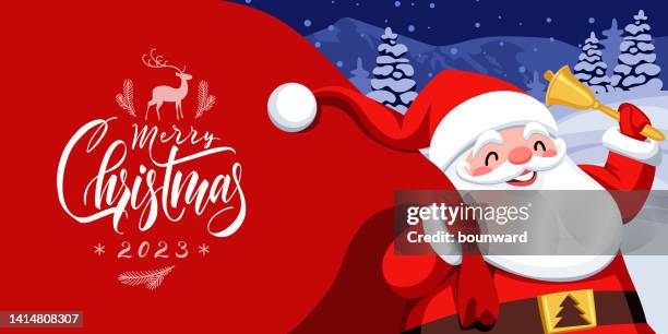 frohe weihnachten weihnachtsmann hintergrund - weihnachtsmann stock-grafiken, -clipart, -cartoons und -symbole