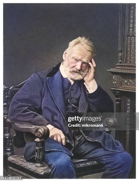 portrait of victor marie hugo, french poet, novelist, and dramatist of the romantic movement - victor hugo stockfoto's en -beelden