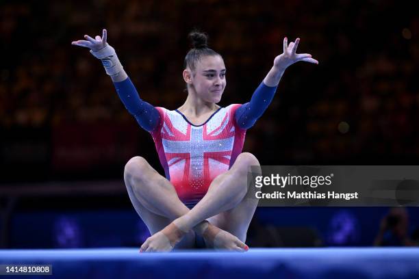 Jessica Gadirova of Great Britain competes in the Women's Floor Exercise Final during the Artistic Gymnastics competition on day 4 of the European...