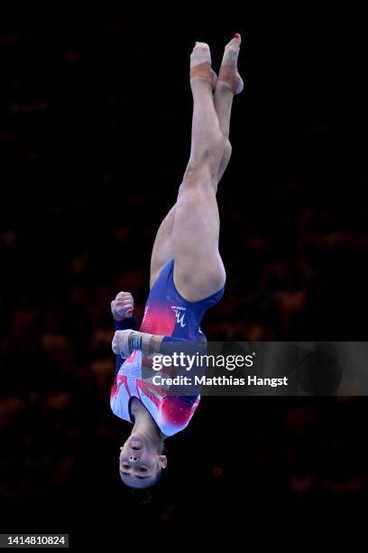 Jessica Gadirova of Great Britain competes in the Women's Floor Exercise Final during the Artistic Gymnastics competition on day 4 of the European...