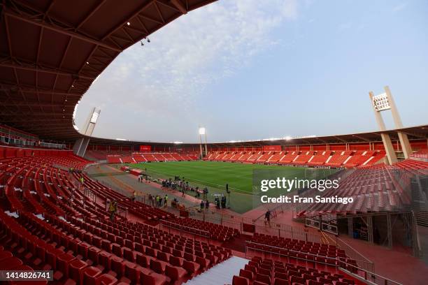 General view of the stadium prior to the LaLiga Santander match between UD Almeria and Real Madrid CF at Juegos Mediterraneos on August 14, 2022 in...