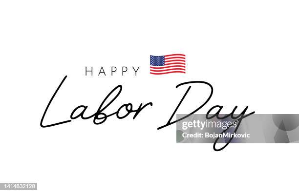 happy labor day briefkarte mit usa-flagge. vektor - labour day stock-grafiken, -clipart, -cartoons und -symbole