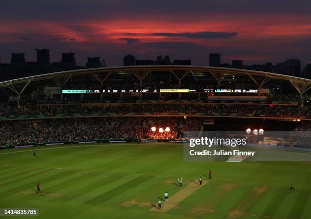 Will Jacks of Oval Invincibles and Tom Curran of Oval Invincibles celebrate winning during The Hundred match between Oval Invincibles Men and...