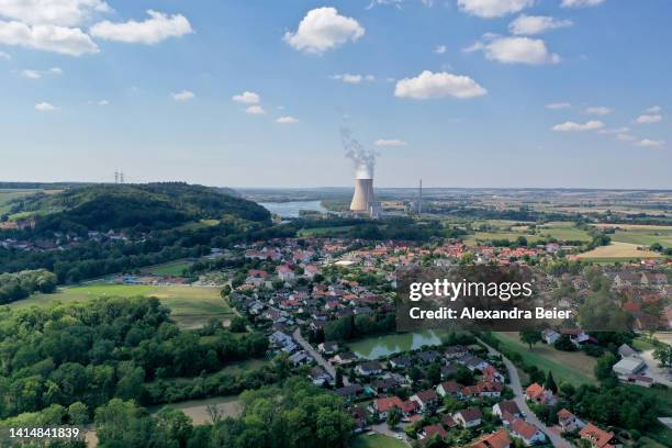 An aerial view shows Isar nuclear power plant, which includes the Isar 2 reactor, on August 14, 2022 in Essenbach, Germany. Isar 2 is one of the last...