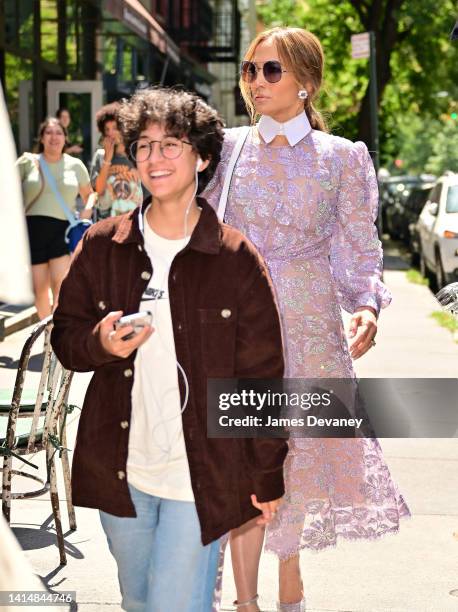 Emme Maribel Muniz and Jennifer Lopez are seen on the streets of SoHo on August 14, 2022 in New York City.