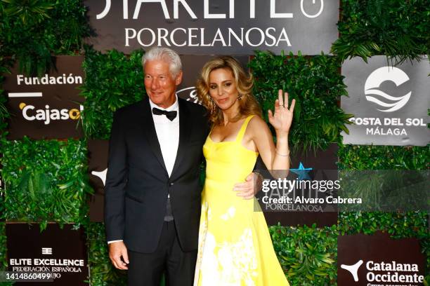 Richard Gere and Alejandra Silva attend the Starlite Porcelanosa Gala 2022 at La Cantera on August 14, 2022 in Marbella, Spain.