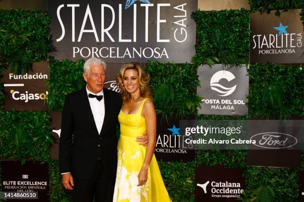 Richard Gere and Alejandra Silva attend the Starlite Porcelanosa Gala 2022 at La Cantera on August 14, 2022 in Marbella, Spain.