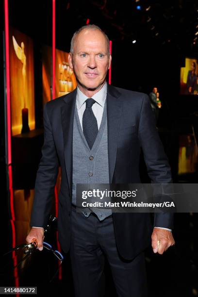 Michael Keaton accepts the Best Actor in a Streaming Limited or Anthology Series, or Movie award for ‘Dopesick’ onstage during The 2nd Annual HCA TV...