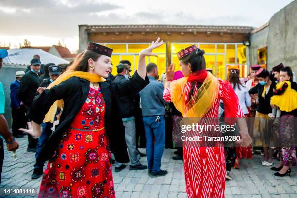 a wedding party in a tajik ethnic in xinjiang province, china - tajiks stock pictures, royalty-free photos & images