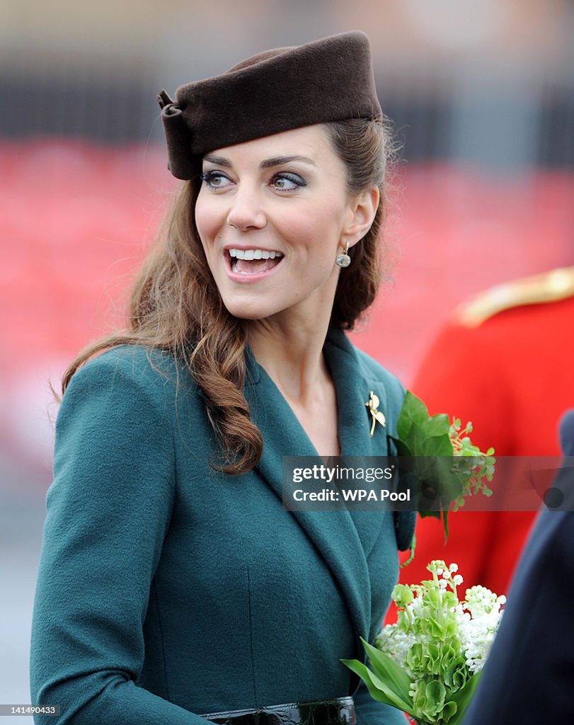 The Duchess Of Cambridge Visits The Irish Guards On Their St Patrick's Day Parade