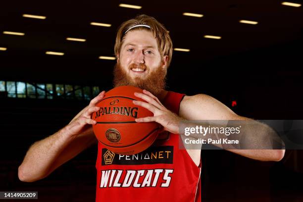 Brady Manek of the Wildcats poses following a Perth Wildcats NBL training session at Bendat Basketball Centre on August 15, 2022 in Perth, Australia.