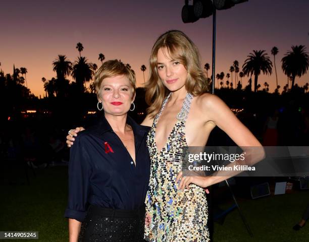 Martha Plimpton and Clare Gillies attend Amazon Freevee's "Sprung" at Hollywood Forever Cemetery on August 14, 2022 in Hollywood, California.