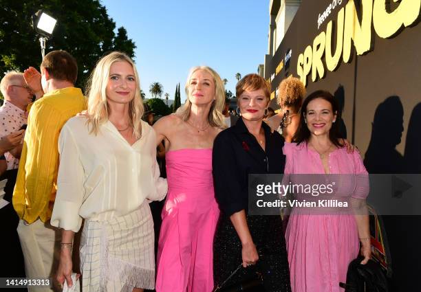 Sorel Carradine, Ever Carradine, Martha Plimpton and Meredith Salenger attend Amazon Freevee's "Sprung" at Hollywood Forever Cemetery on August 14,...