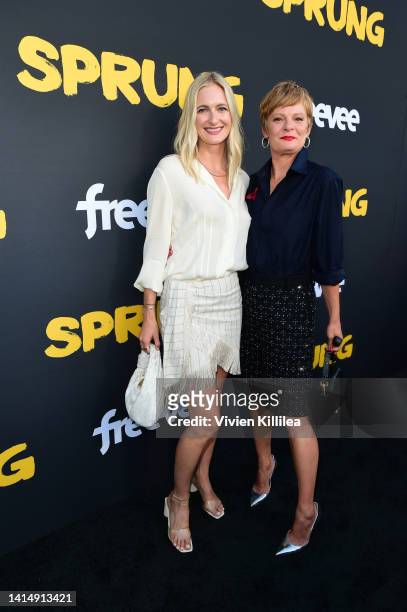 Sorel Carradine and Martha Plimpton attend Amazon Freevee's "Sprung" at Hollywood Forever Cemetery on August 14, 2022 in Hollywood, California.