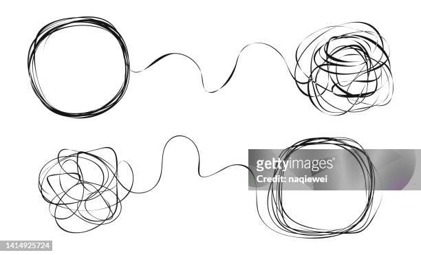 vector twined line icon of the ball of wool pattern for design - one line drawing abstract line art stock illustrations
