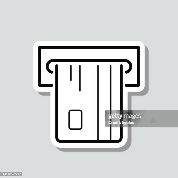 atm. icon sticker on gray background - automatic lights stock illustrations