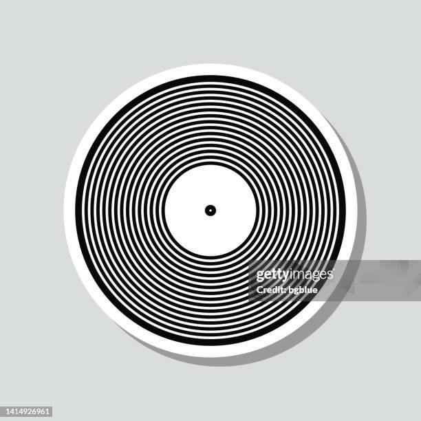 vinyl record. icon sticker on gray background - 3d turntable stock illustrations