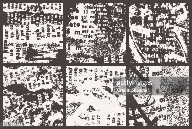 set of mix-media texture backgrounds -  black and white - torn paper set stock illustrations