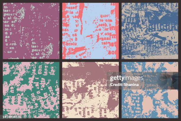 stockillustraties, clipart, cartoons en iconen met set of mix-media texture backgrounds - color- v2 - newspaper tear