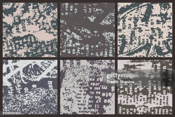 set of mix-media texture backgrounds- toned colors - torn newspaper stock illustrations