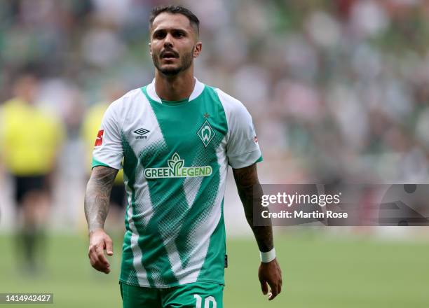 Leonardo Bittencourt of SV Werder Bremen looks on during the Bundesliga match between SV Werder Bremen and VfB Stuttgart at Wohninvest Weserstadion...