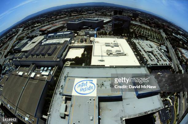 An aerial view shows the Silicon Valley location of Intel in Santa Clara, California April 21, 2000.
