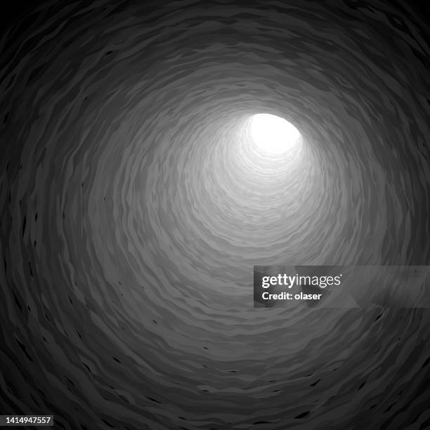 cave, bright light. turning. 3d vector - tunnel stock illustrations