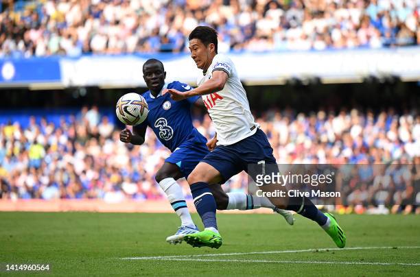 Son Heung-Min of Tottenham Hotspur in action during the Premier League match between Chelsea FC and Tottenham Hotspur at Stamford Bridge on August...