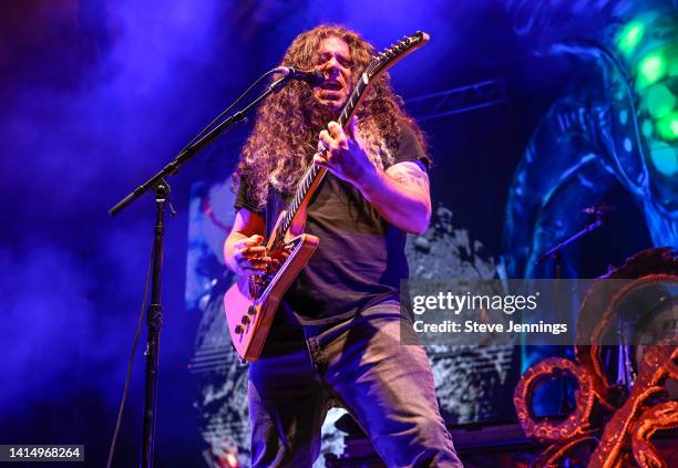 Claudio Sanchez of Coheed And Cambria performs at The Greek Theatre on August 14, 2022 in Berkeley, California.