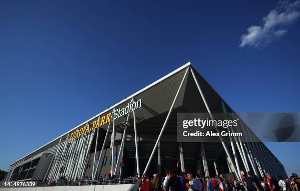 General view prior to during the Bundesliga match between Sport-Club Freiburg and Borussia Dortmund at Europa-Park Stadion on August 12, 2022 in...