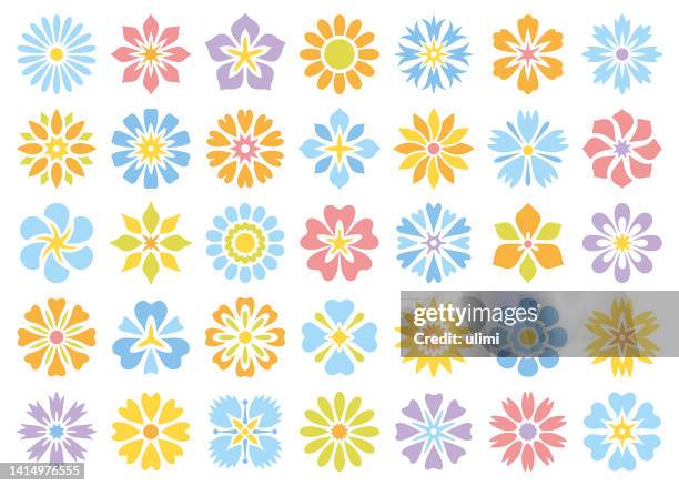flower icon set - chrysanthemum illustration stock illustrations