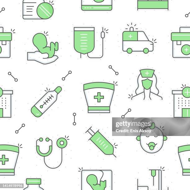 nurse and midwifery seamless pattern - nursing background stock illustrations