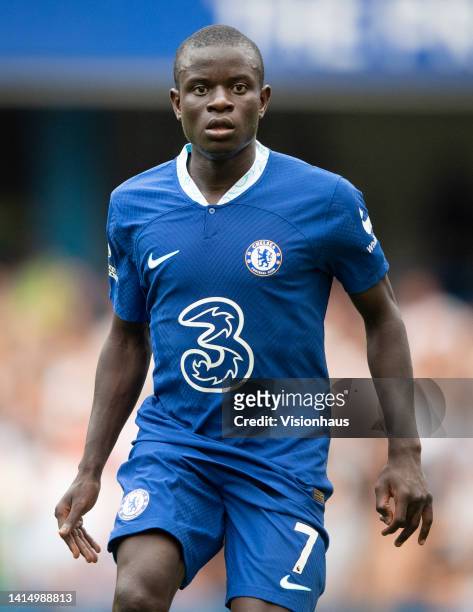 Golo Kante of Chelsea during the Premier League match between Chelsea FC and Tottenham Hotspur at Stamford Bridge on August 14, 2022 in London,...