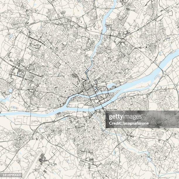 illustrations, cliparts, dessins animés et icônes de carte vectorielle de nantes, france - city maps