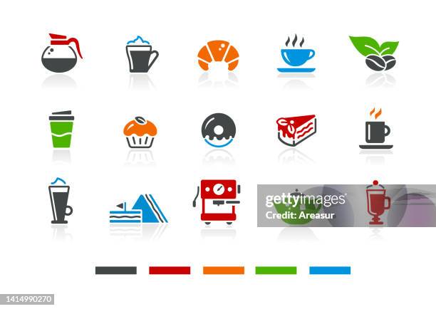 coffee shop icons - color series - pound cake stock illustrations