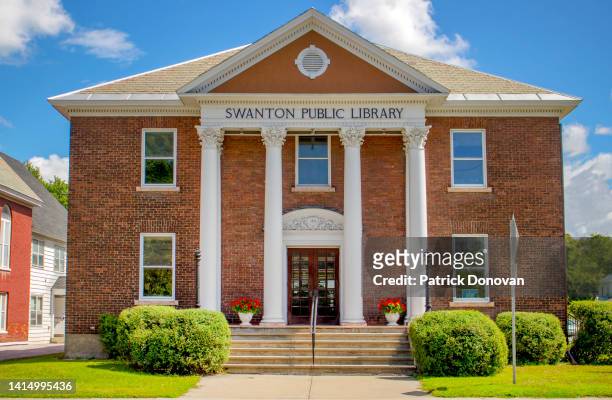 swanton public library, vermont, usa - pediment stock pictures, royalty-free photos & images